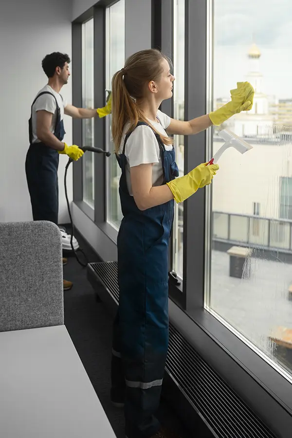 Cleaning office windows