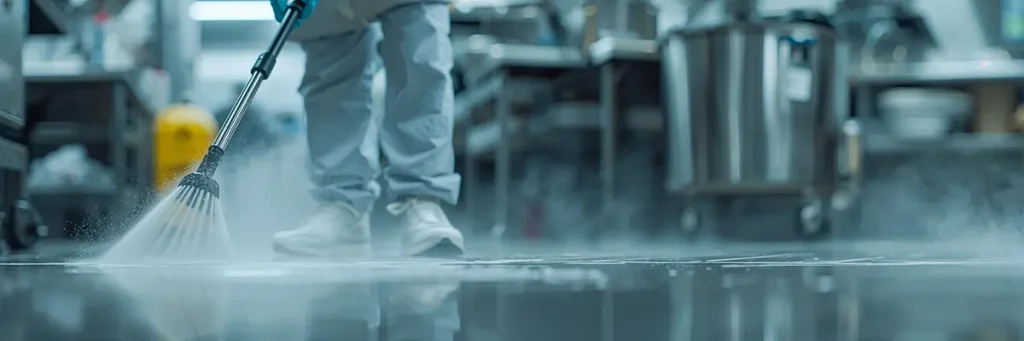 Pressure washing a floor