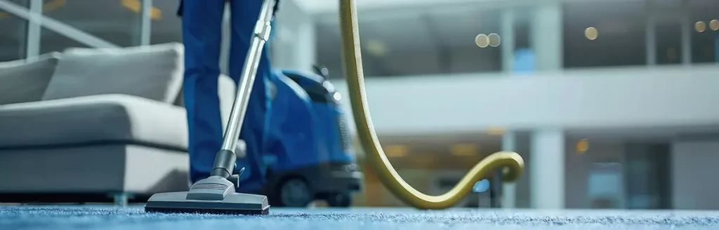 Vacuuming an office floor
